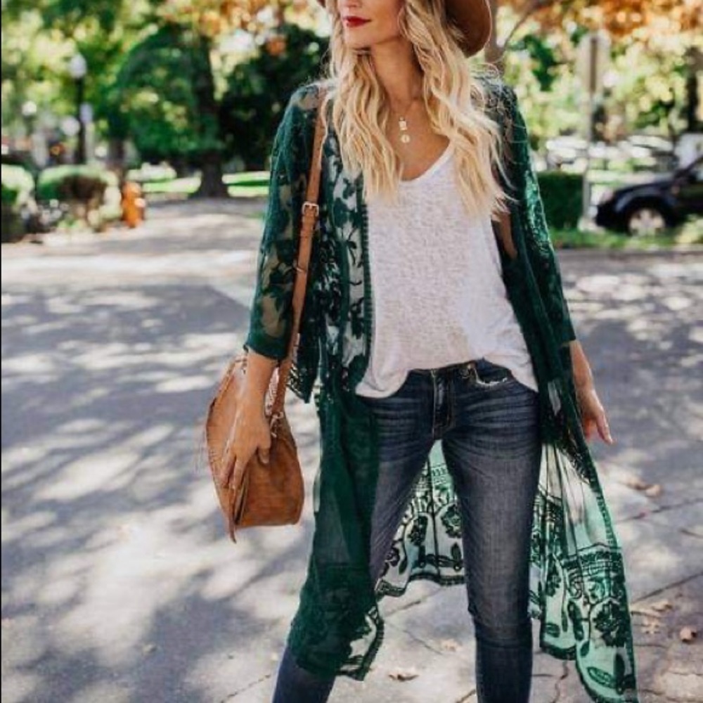 Tuscany Embroidered Lace Duster Kimono - VICI